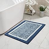 CozeCube Bath mats for Bathroom Non Slip, Fluffy Absorbent Microfiber Bath mat Washable, Aesthetic Bathroom Rugs, Small Navy Blue Bath mat, Navy Blue, 24" x 16"