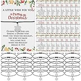 Huquary 25 Sets Christmas Wish Snowflake Bracelets Bulk for Women Snowflake Adjustable Bracelets with Christmas Cards Braided Wax Rope Xmas Bracelet for Friends Family Coworkers Women