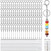 Meyeyaia 96pcs Beadable Keychain Bar,Bulk DIY Blank Black Beaded Keychain Making Kit,Beadable Items Accessories for Women Men DIY Crafts Jewelry, Charms, Making Gift