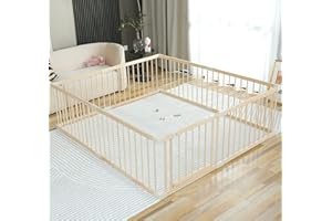 SMILEBABY Baby Playpen Play Pen Play Fence Yards Wooden Large,Playpens for Babies and Toddlers Kids Indoor,Baby Play Yards Gym Area,Baby Day Care Play Pin(180x200x61 cm)