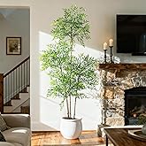 Faux Bamboo Plant Artificial Nandina Tree 6.5FT Artificial Plants Realistic 90% Better Coverage Faux Plant Bamboo Plants Faux Floor Plant in Pot for Home & Office Decor (Green, 6.5ft)