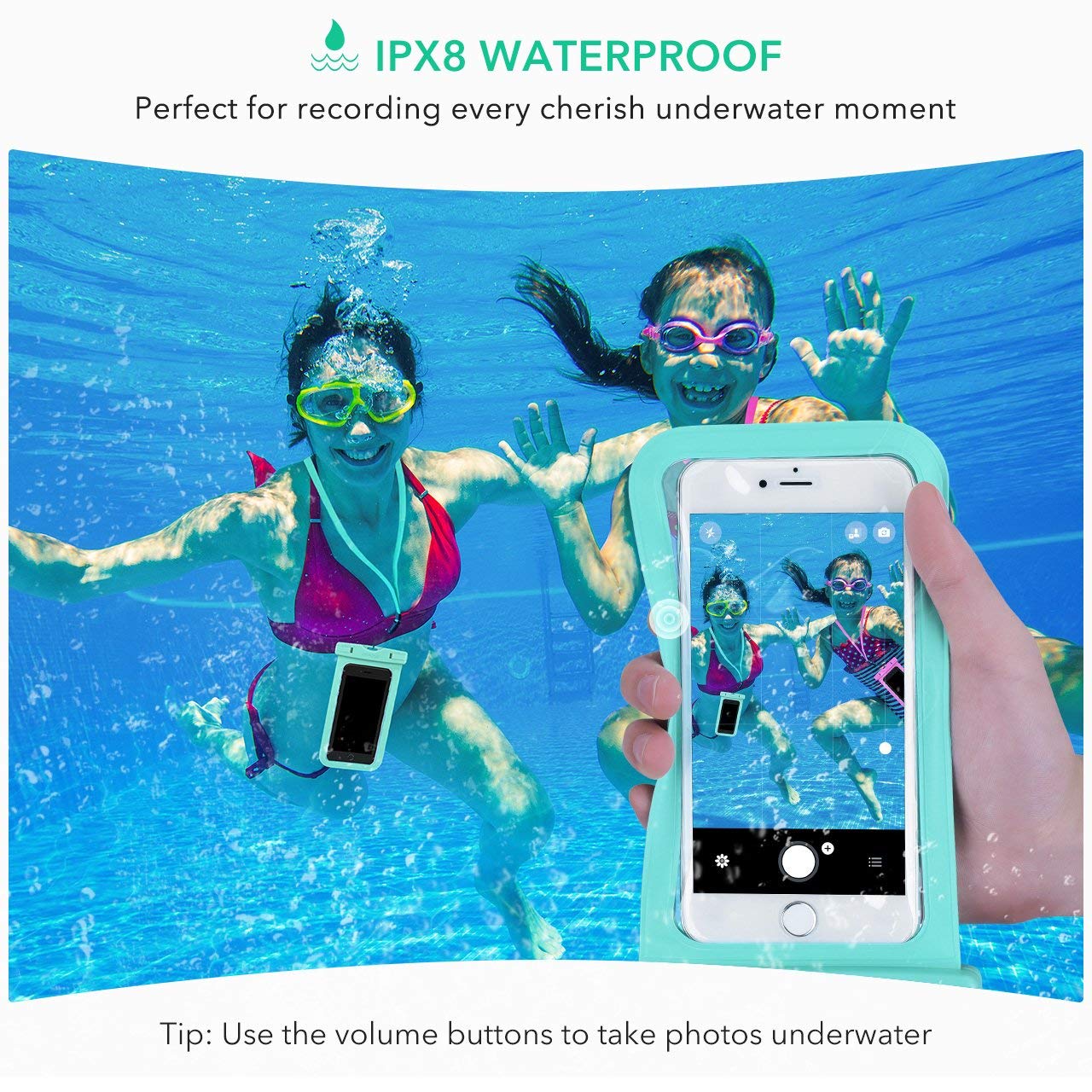 GLBSUNION Universal Waterproof Case, IPX8 Water Proof Phone Pouch Dry Bag Compatible for iPhone Xs Max/XR/X/8/8P/7/7P Galaxy up to 6.5\