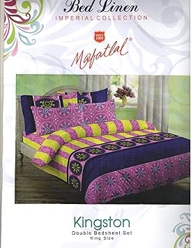 MAFATLAL Cotton King Size Double Bedsheet with 2 Pillow Covers - King Size, Classic Design