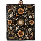 VOPNXLT Mystical Sunflower Moon Blanket, Soft Cozy Lightweight Boho Celestial Sun and Moon Phases Throw Blanket for Women Girls Kids, Sofa Couch Bed 50x60 Inch Flannel Blankets for Travel Decor Gifts