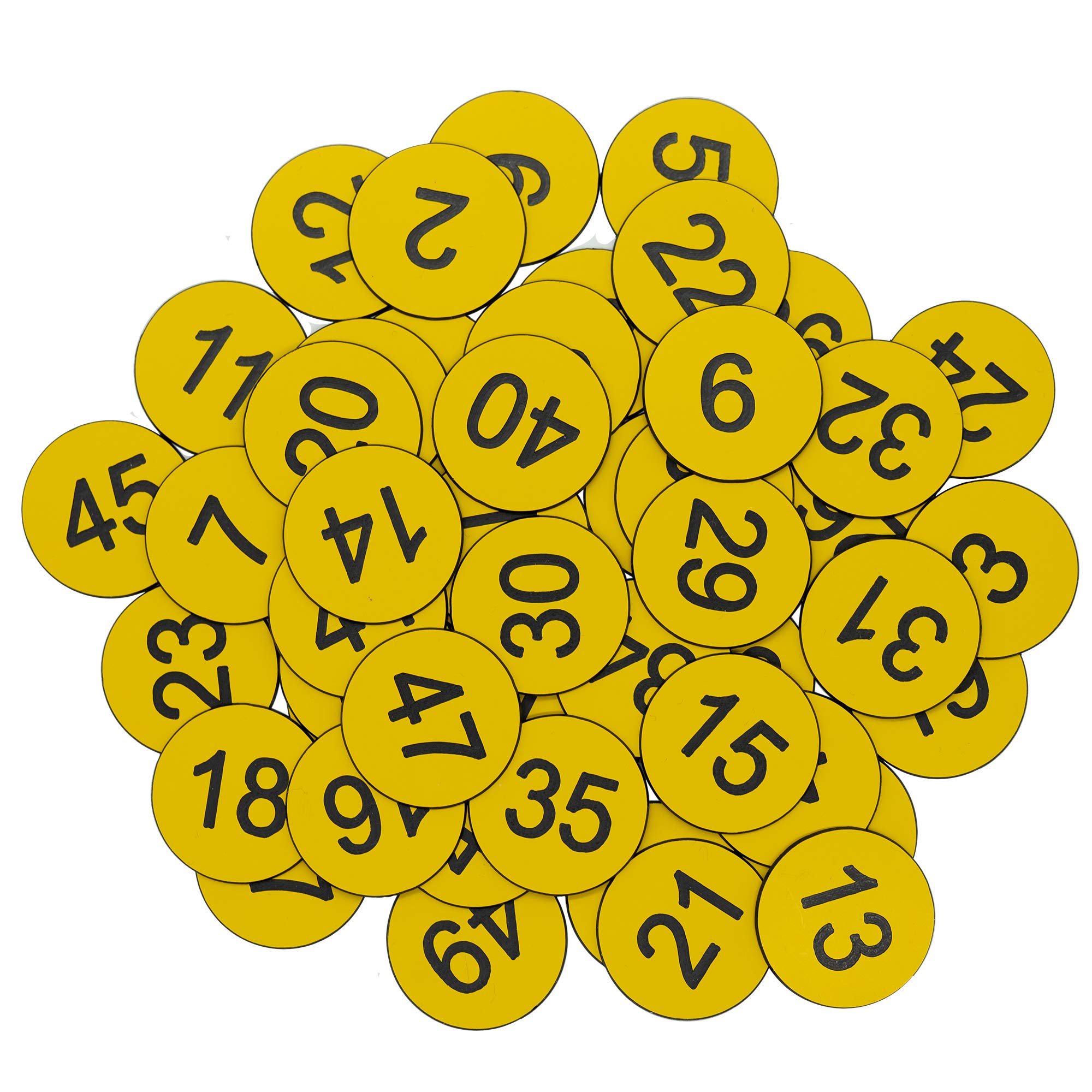 Plastic Number Engraved ID Tags Without Hole (1-50, Yellow) — image 1