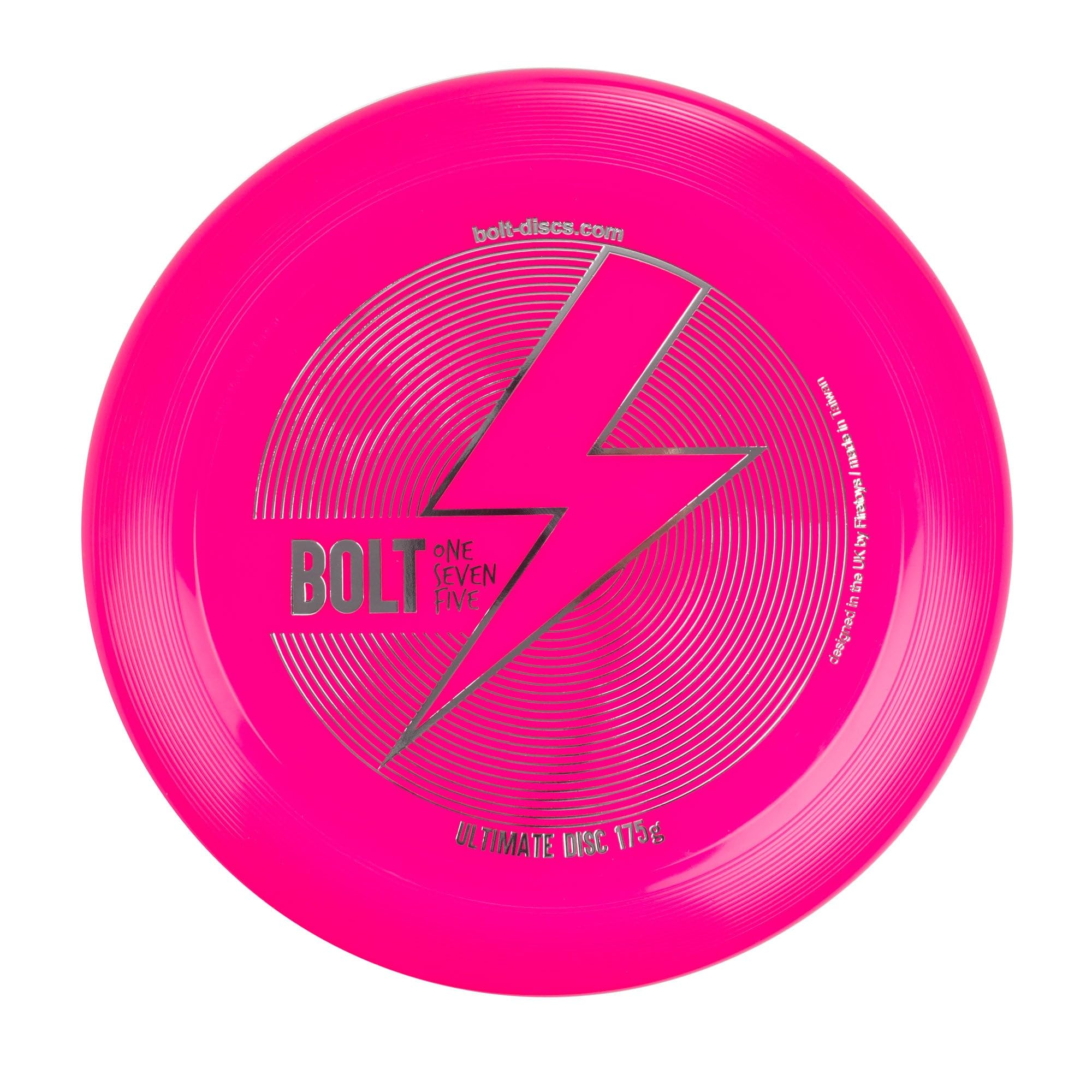 BOLT OneSevenFive Ultimate Frisbee Disc - UV Reactive & Shimmer Colors - UV Pink