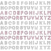 130pcs A-Z 8mm Full Rhinestones Slide Alphabet Letters for DIY Wristbands Bracelets, Jewelry Making Crafts Charms (Silver and Pink)