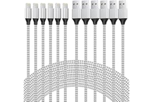 QIRUOZ [Apple MFi Certified] 6 Pack iPhone Charger Fast Charging Lightning Cable (3/3/6/6/6/10 ft) for 14 Pro/13 mini/13/12/11 Pro MAX/XR/XS/8/7/Plus/6S/SE/iPad, Silver