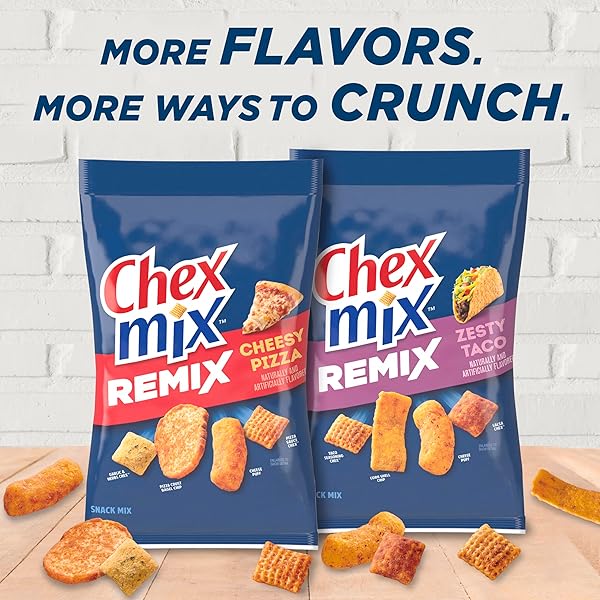 CHEX MIX REMIX ZESTY TACO SAVORY SNACK MIX, SNACK BAG, FAMILY SIZE, 11 OZ