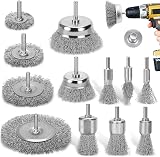 DazSpirit 12 Pcs Wire Brush Set for Drills Brass Coated 1/4 Inch Attachments