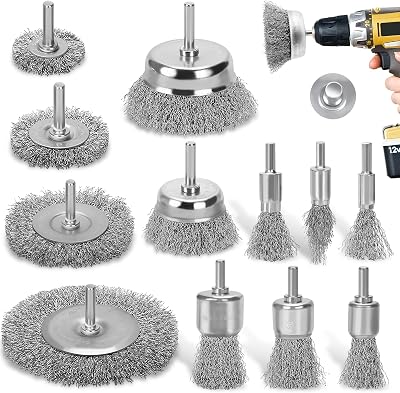 DazSpirit 12 Pcs Wire Brush Set for Drills Brass Coated 1/4 Inch Attachments