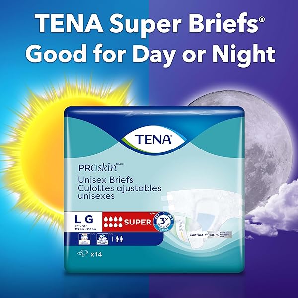 TENA PROSKIN INCONTINENCE SUPER BRIEFS, ADULT DIAPERS, SUPER ABSORBENCY, BLADDER LEAKS CONTROL, EXTRA LARGE, 12 CT