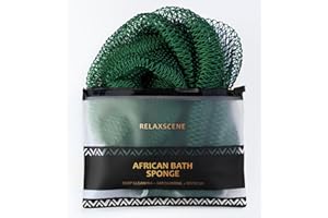 RELAXSCENE African Net Sponge Authentic - Real African Exfoliating Sponge with Knots - African Net Washcloths for Body Scrubber Exfoliator - Back Scrub for Shower