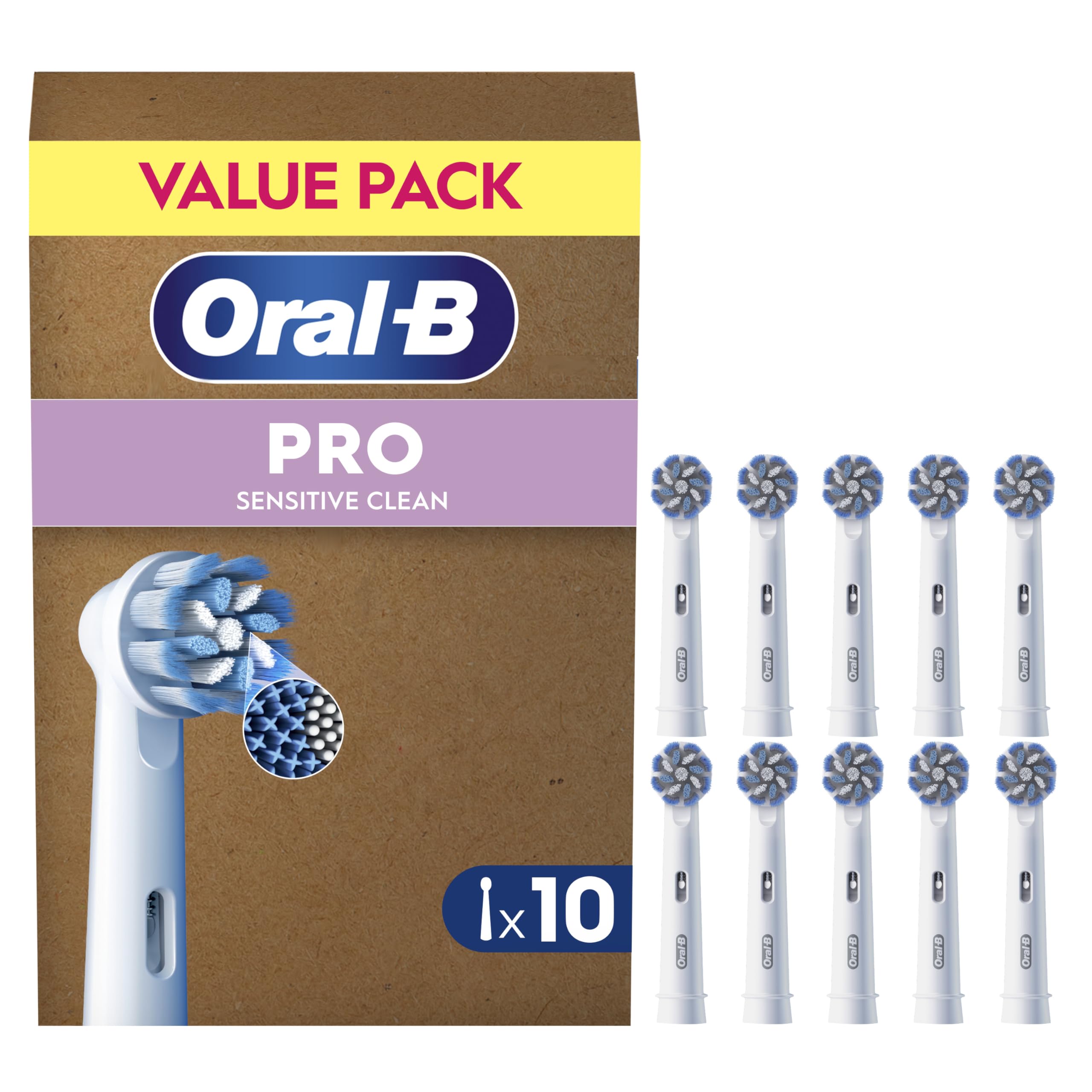 Oral-B Pro Sensitive Clean Toothbrush Heads, Pack of 10 Counts, Suitable for Mailbox