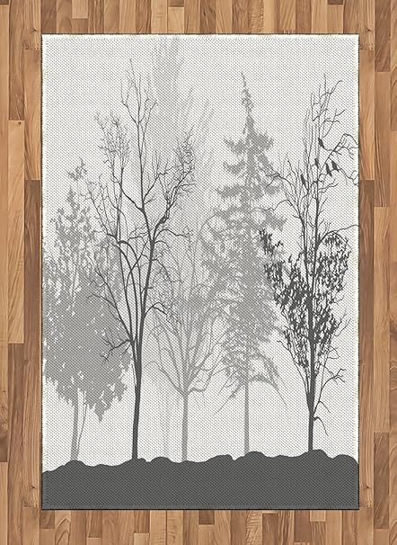 Amazon Com Lunarable Nature Area Rug Silhouette Of Trees