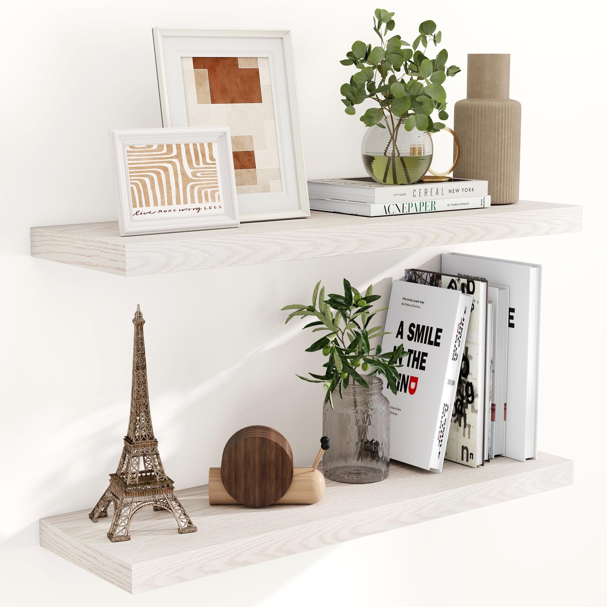 fun memories floating shelves 24 inch long, 9.3 inch deep floating shelf for lving room, bedoom, kit