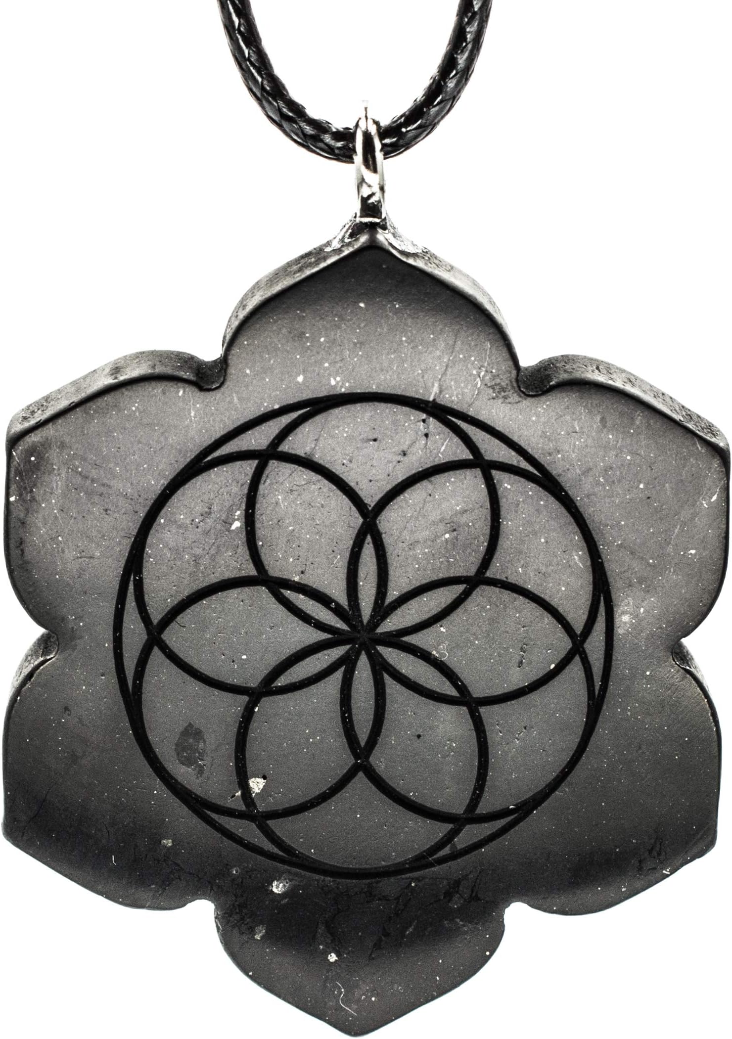 Shungite Pendants Sacred Geometry Engraving