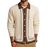 PJ PAUL JONES Men‘s Button Down Polo Shirts Striped Knitted Cardigan Sweaters