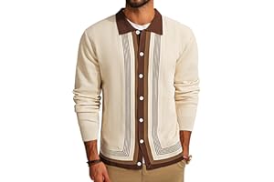 PJ PAUL JONES Men‘s Button Down Polo Shirts Striped Knitted Cardigan Sweaters