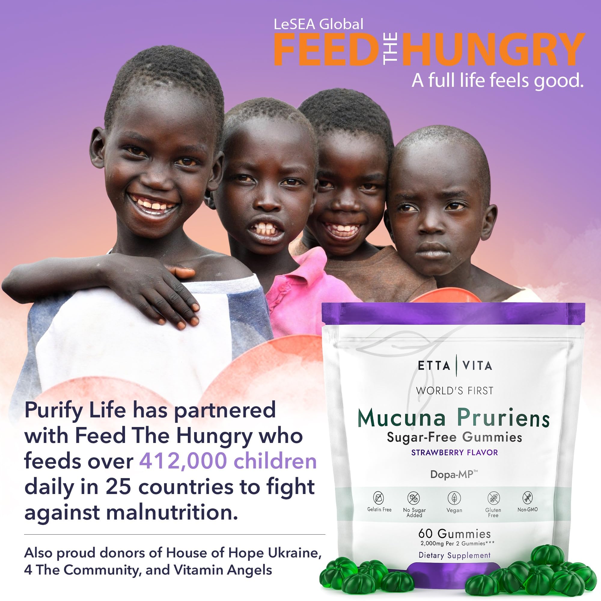 Dopamine Supplement - Sugar-Free Mucuna Pruriens Gummies (2g/serving) Energy & Focus Gummies - Potent Mucuna Pruriens Extract Supplement for Calm Mood and Motivation, Vegan, Non-GMO, Gluten-Free, 60ct