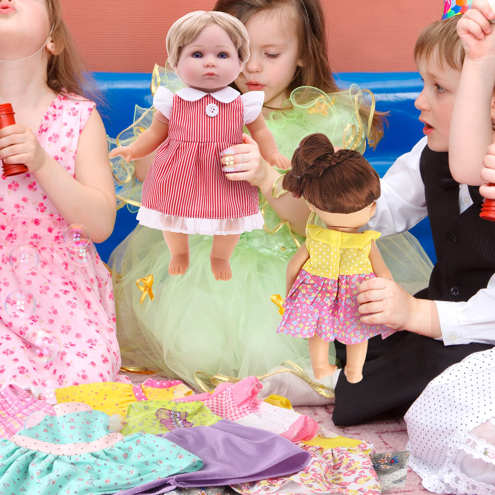 Alive Baby Doll Clothes and Accessories - 12 Sets Girl Doll Princess Dress for 12-14 Inch Dolls - Cute Outfits for Little Girls' Christmas & Birthday