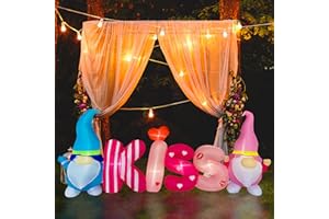 JOYEASE 8 Ft Long Valentine's Day Inflatable Kiss Letters with Gnomes Light Up Decoration Blow Up for Birthday Wedding Anniversary Party Decor