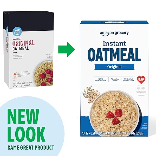 AMAZON GROCERY, ORIGINAL INSTANT OATMEAL, 0.98 OZ, 12 CT