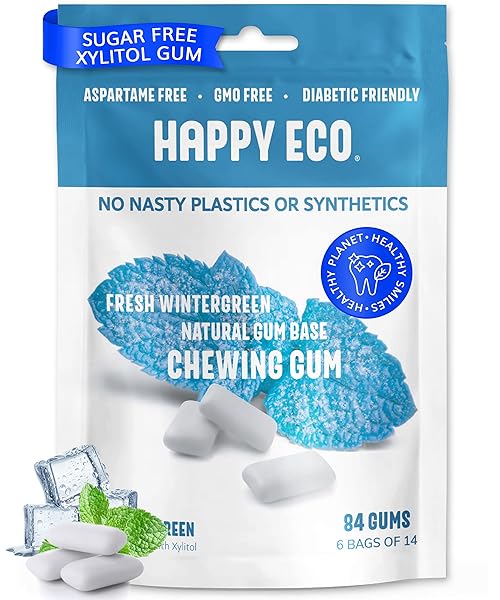 HAPPY ECO SUGAR FREE NATURAL CHEWING GUM 6...