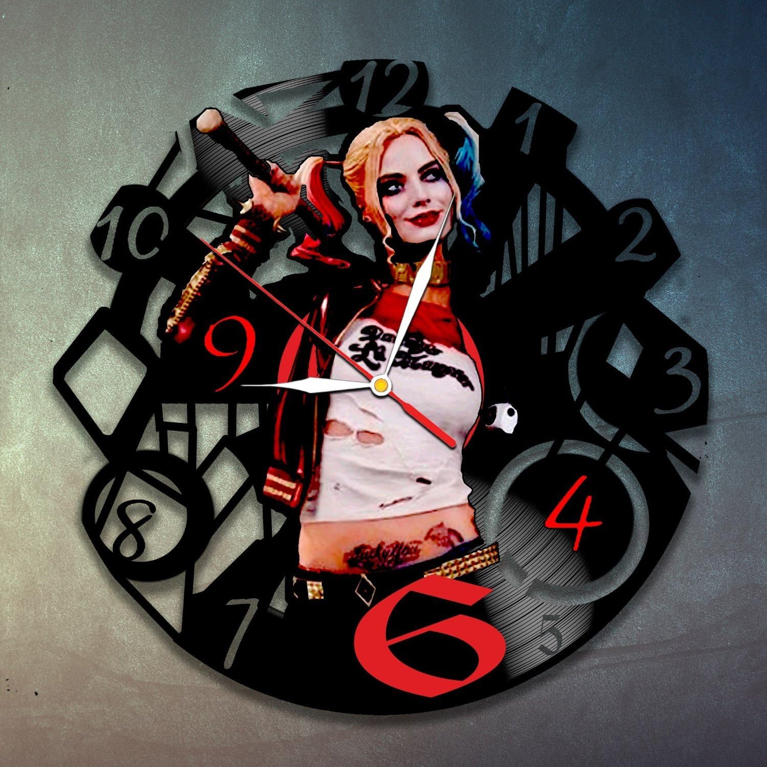 Harley Quinn Room Decor Suicide Squad Vinyl Record Clock Wall Art