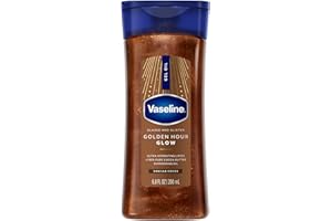 Vaseline Glazed and Glisten Golden Hour Body Gel Oil Glow Vanilla Cocoa Shimmering with Ultra-Hydrating Lipids and 100% Pure Cocoa Butter, 6.8 Oz