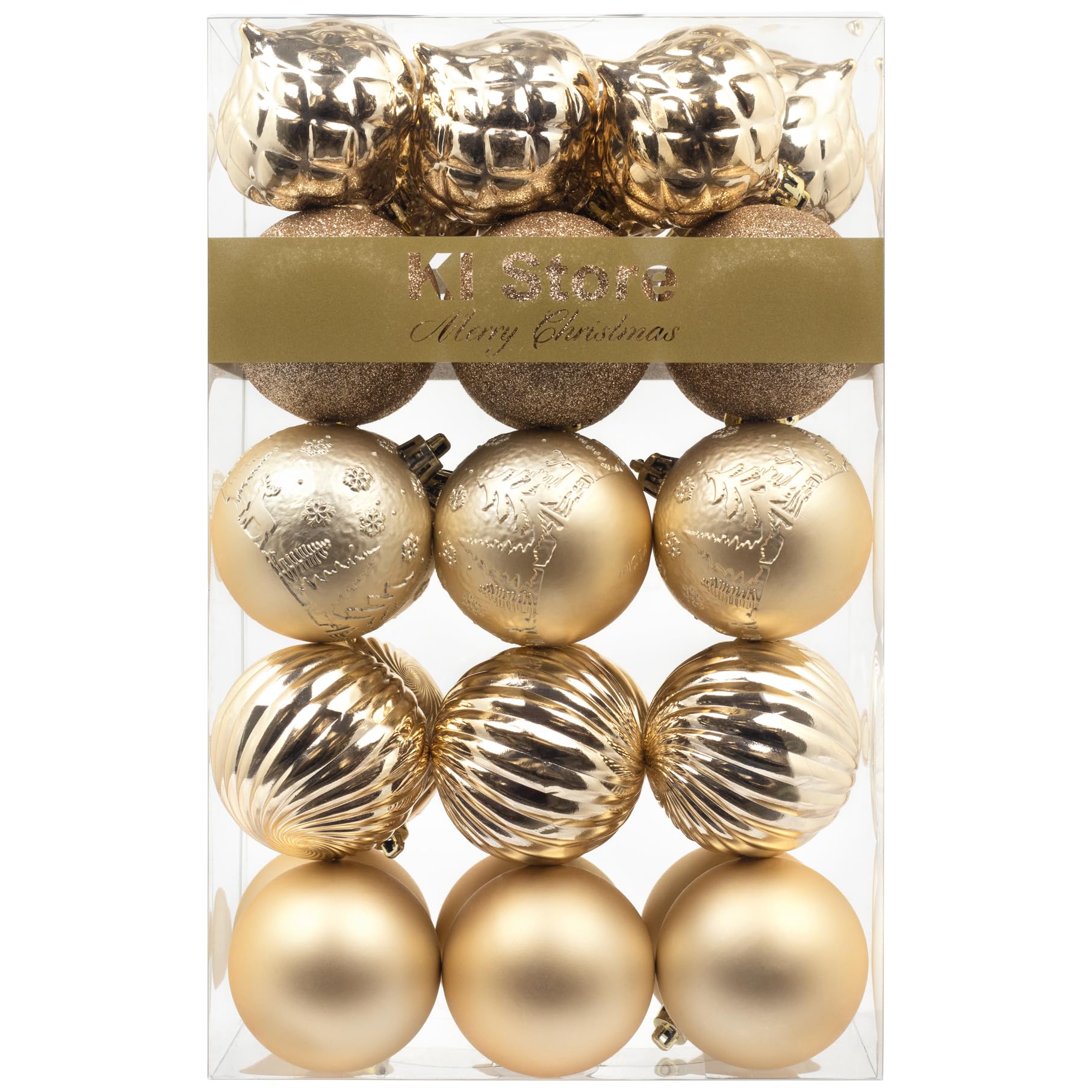 KI Store Christmas Baubles 30pcs Shatterproof Christmas Tree Ornaments Champagne 60mm