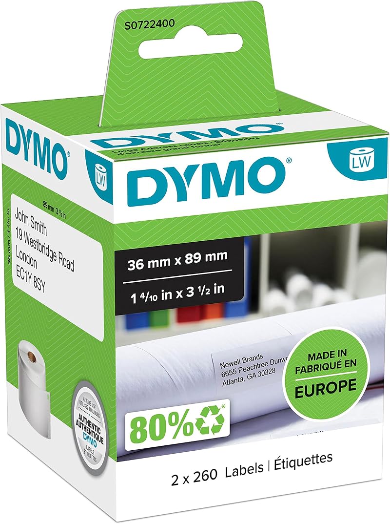 DYMO LabelWriter Large Address Labels 36x89 mm 2 Rolls 520 Labels