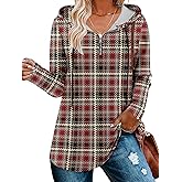 BETTE BOUTIK Womens Quarter Zip Tunic Hoodies Pullover Long Hooded Sweatshirts S-3XL
