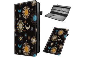 Mxfdegf Car Registration and Insurance Holder, Leather Car Glove Box Organizer, Cool Car Accessories for ID, Driver's License Cards & Essential Document, business cards, Men&Women,Moon Sun