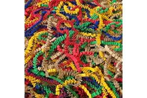 BOXHOME Shred Paper Filler (1/2LB) Crinkle Cut Paper for Wrapping & Filling Gift Basket Gift Boxes, Carnival Mix-Red, Kraft, Green, Yellow and Blue