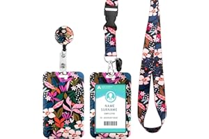 HINSLY ID Badge Holder with Lanyard, Retractable Badge Holders Reels with Lanyards Adjustable, for Women Kids Teacher Nurses Doctor Student