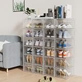 HOMIDEC 12 Pack Clear Shoe Boxes with Lids Stackable 34.5x27x19 cm view 2