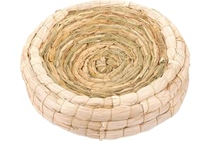 SUPVOX Straw Woven Bird Nest 10.23X10.23X2.95In Natural Soft Breeding Hatch House for Doves Parrots Pigeons and Rabbits Remov