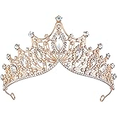 Gold Crown for Women Crystal Princess Tiaras Rhinestone Queen Headband Wedding Bridal Hair Accessories Birthday Prom Pageant Party Coming of Age Ceremony Photo Props