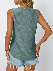 AUTOMET Women Summer Tank Top Eyelet Embroidery
