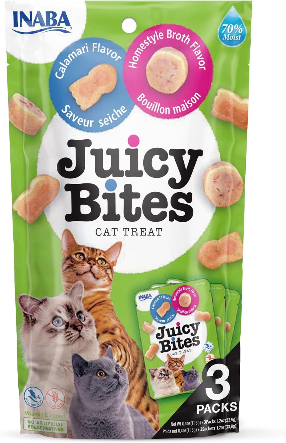 INABA Juicy Bites Calamari & Homestyle Broth Cat Treat 33g 1 Pack
