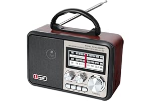 T.TAOMI Retro Vintage Radio, Portable AM FM Radios Stereo Speakers USB Charging, Transistor Shortwave Radios Support Bluetooth Speaker,TF Card (Coffee)