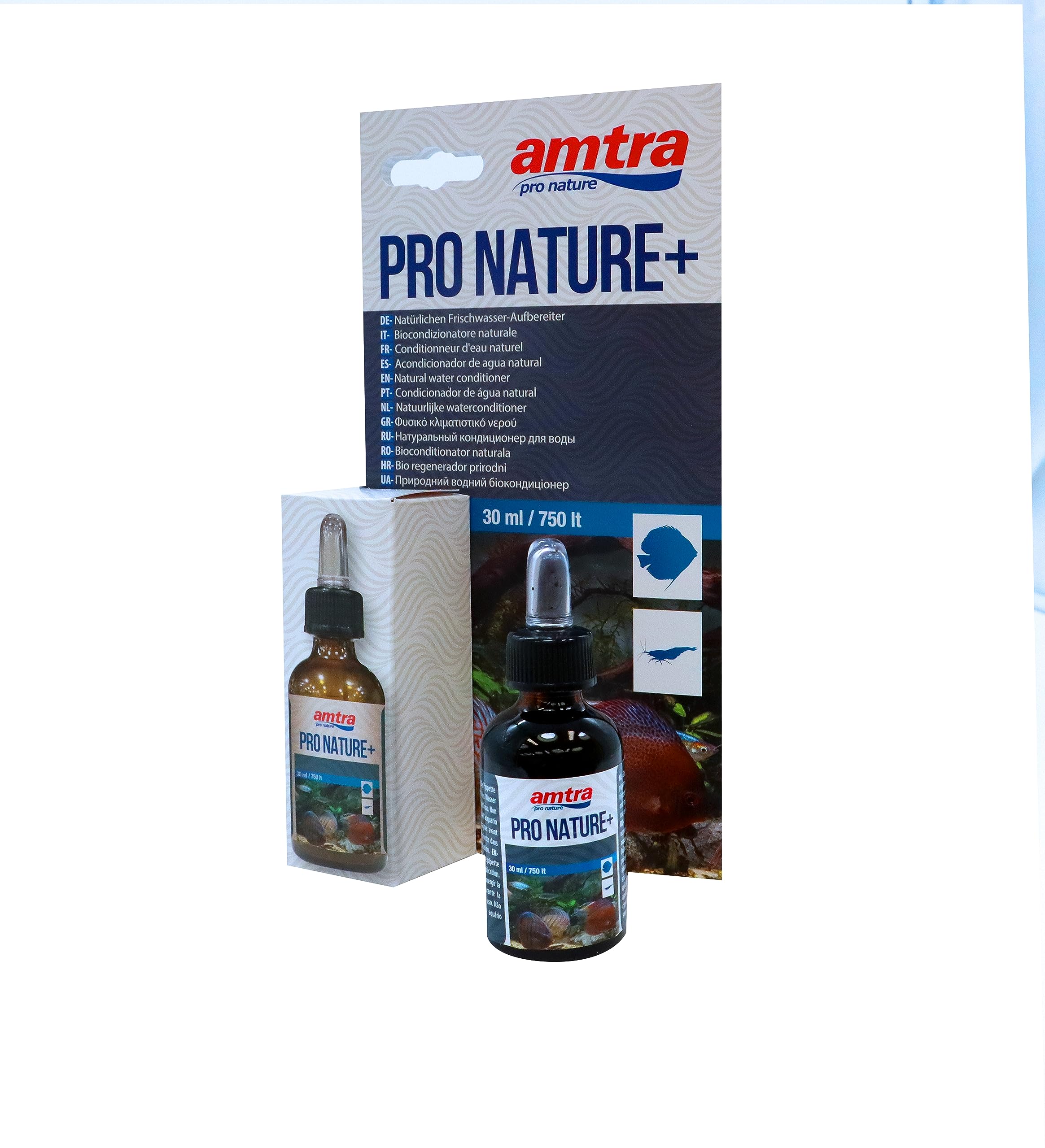 Amtra Pro Nature Plus Freshwater Aquarium Water Conditioner, Make Tap Water Safe for Fishes, Removes Chlorine and Heavy Metals, 30ml