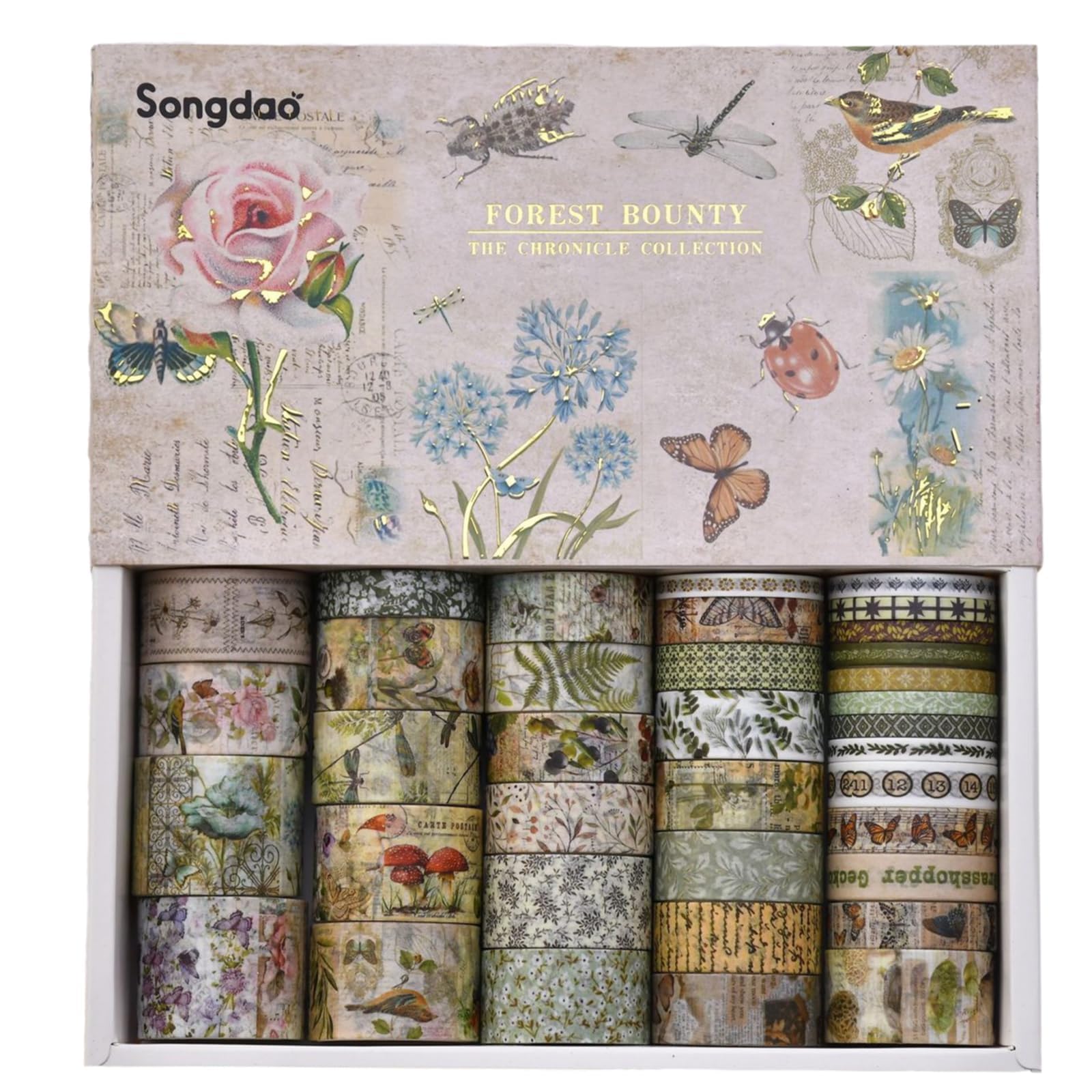 TSLBW 36 Rolls Washi Tape Sets Scrapbooking & Stamping Supplies Decorative Tape Multi-Patter Craft Tapes for DIY Journal Craft Gift Wrapping Scrapbooking (Style A)