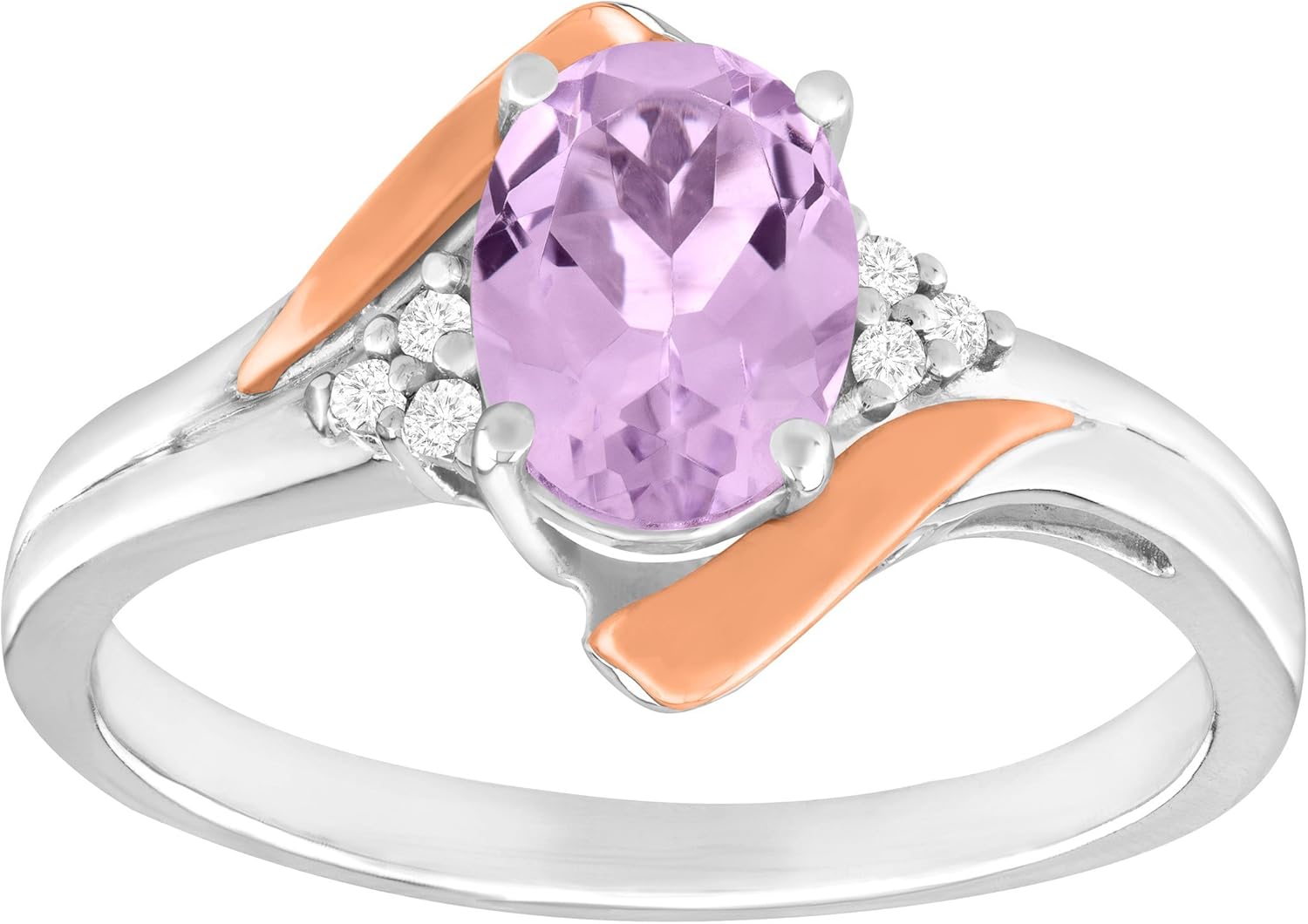 Amazon.com: 1 ct Natural Pink Amethyst Ring with Diamonds in Sterling