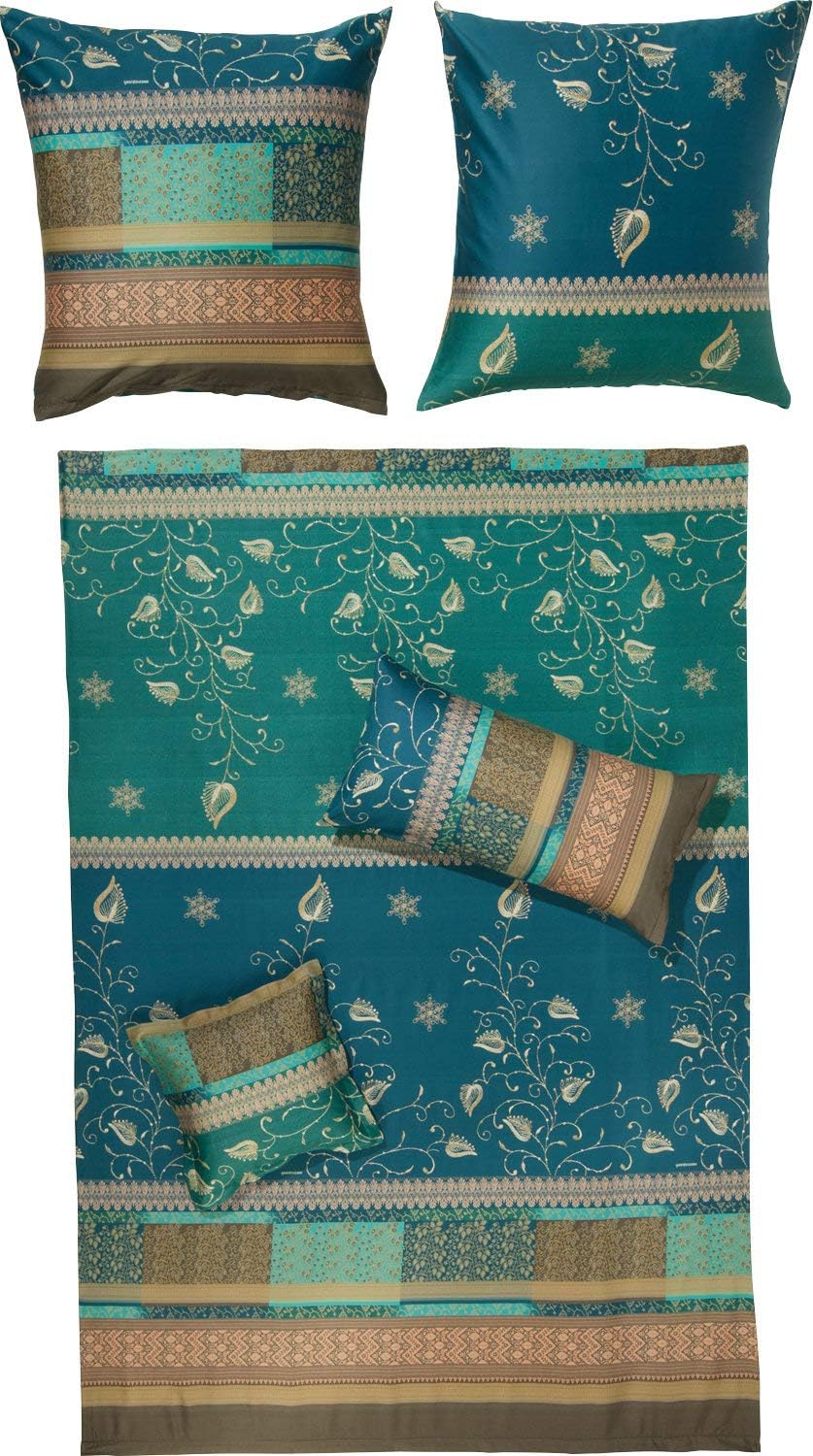 Bassetti duvet cover set Bernina V2 satin teal size 80x80 cm (2x) / 200x200 cm