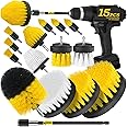 Holikme 15-Piece Drill Brush Attachment Set - Power Scrubber, Crevice, Scrub, Bathroom Gap, Grout, Tile & Kitchen Cleaning Brushes