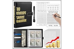 YOPCDJ 100 Envelopes Money Savings Challenges Book with Envelopes, 100 Day Challenge Money Saving Budget Binder for Cash Saving, Motivational Process to Save $5050,10,100, 10,000, 500 (Black)