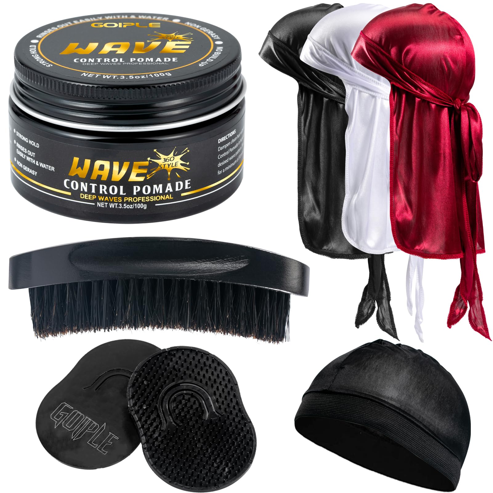 8Pcs Wolfing Kit Wave Butter Cream for Natural Waves, Moisture & Silky Shine with Shea Butter & Beeswax