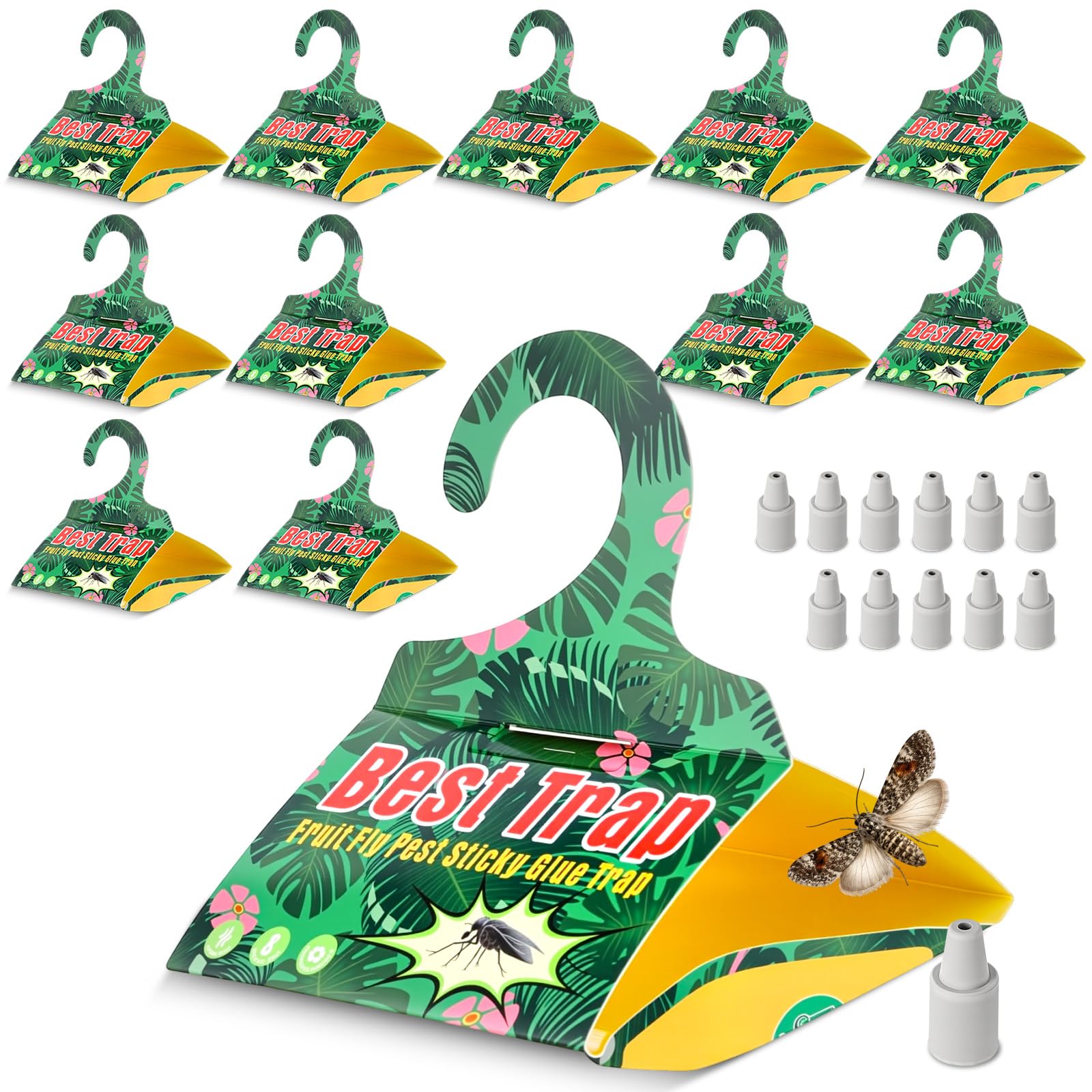 Photo 1 of Mysora 12 Pack Apple Tree Borer & Oriental Fruit Moth Traps with Pheromone Lures – Triangular Hanging Sticky for Apple Trees, Includes 12 Traps & 12 Lures, for Orchard & Garden Use